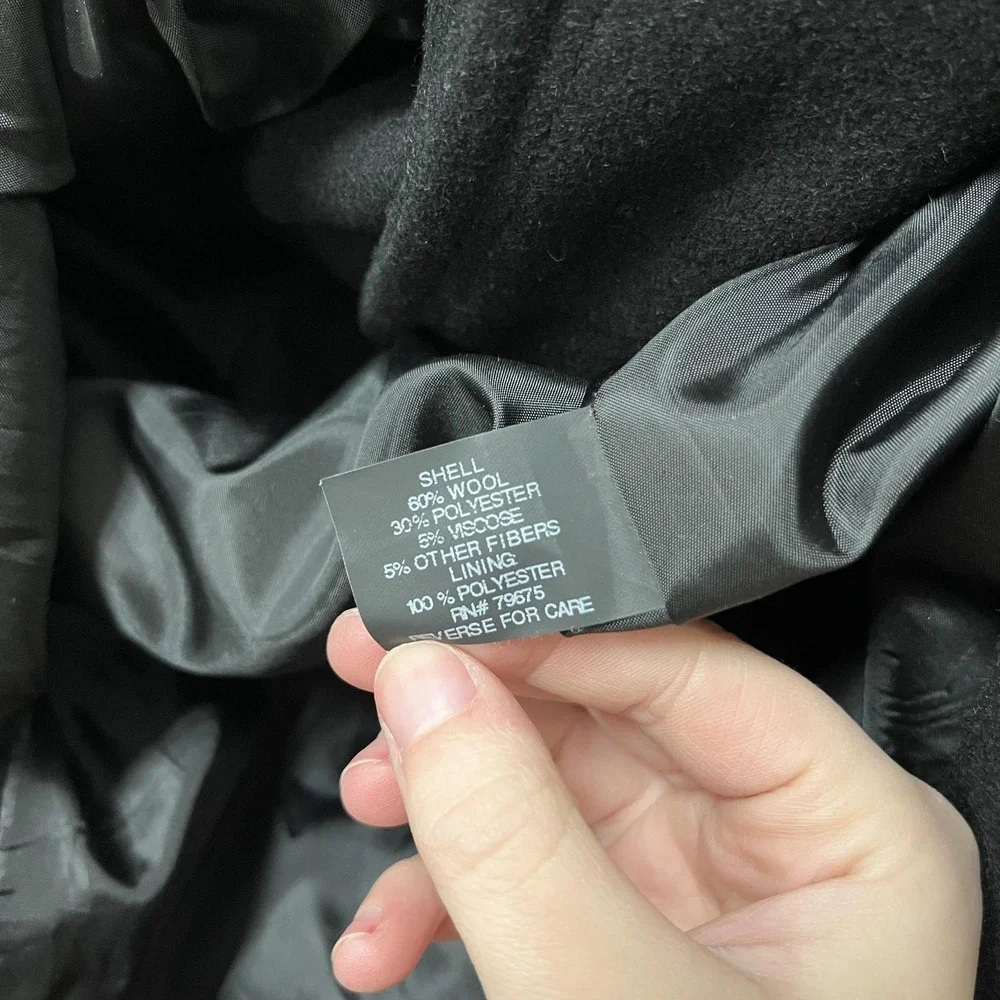 Michael Michael Kors Coat Womens 0 Black Wool‎ Blend Button Front Long Overcoat